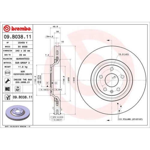 BREMBO Bremsscheibe PRIME LINE - UV Coated