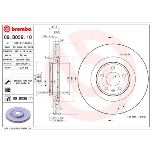 BREMBO Bremsscheibe PRIME LINE - UV Coated