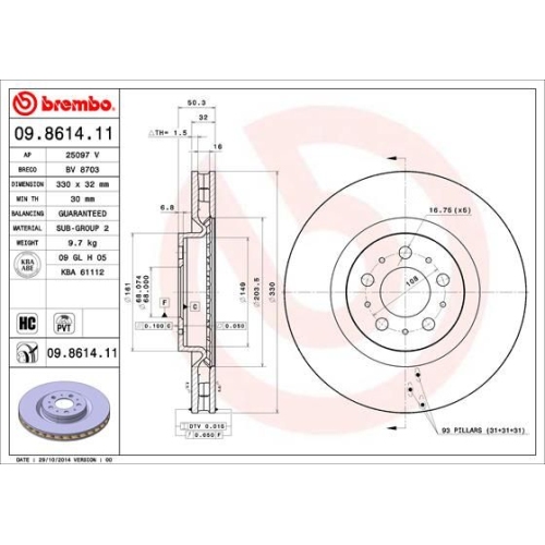 BREMBO Bremsscheibe PRIME LINE - UV Coated