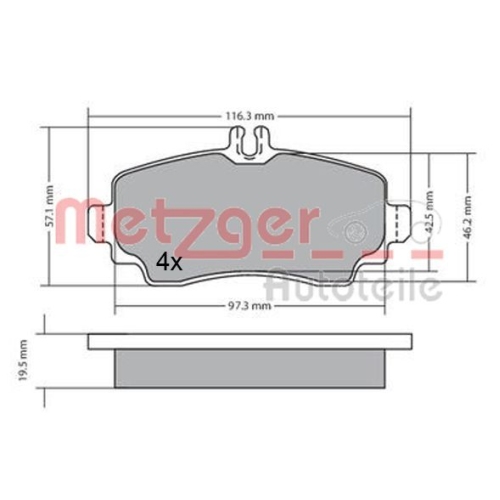 METZGER Bremsbelagsatz, Scheibenbremse