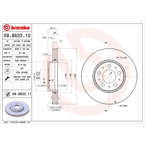 BREMBO Bremsscheibe PRIME LINE - UV Coated