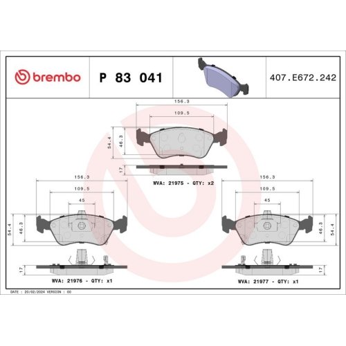 BREMBO Bremsbelagsatz, Scheibenbremse PRIME LINE