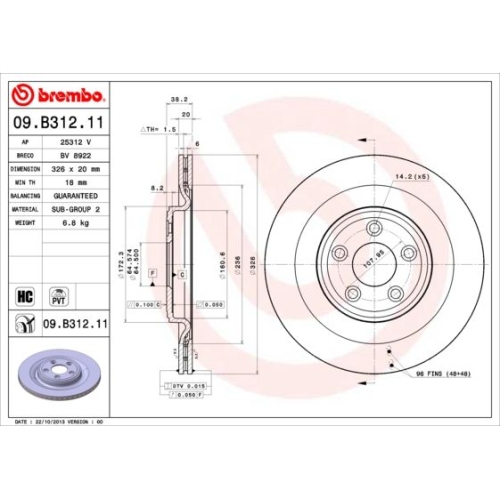 BREMBO Bremsscheibe PRIME LINE - UV Coated