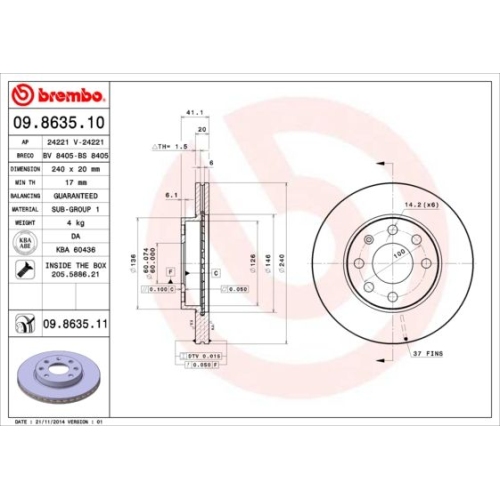 BREMBO Bremsscheibe PRIME LINE - UV Coated