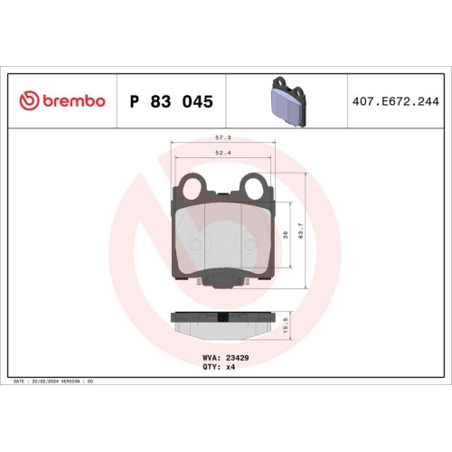 BREMBO Bremsbelagsatz, Scheibenbremse PRIME LINE