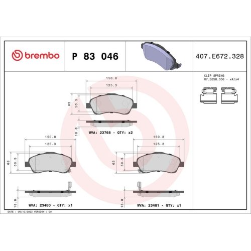 BREMBO Bremsbelagsatz, Scheibenbremse PRIME LINE