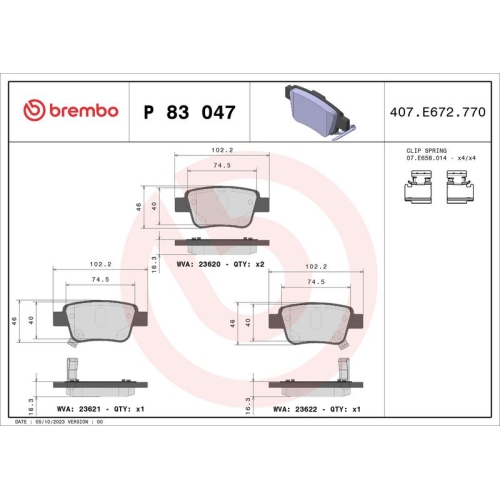 BREMBO Bremsbelagsatz, Scheibenbremse PRIME LINE