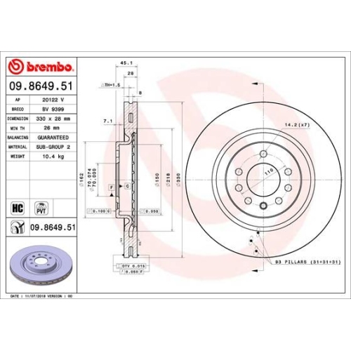 BREMBO Bremsscheibe PRIME LINE - UV Coated