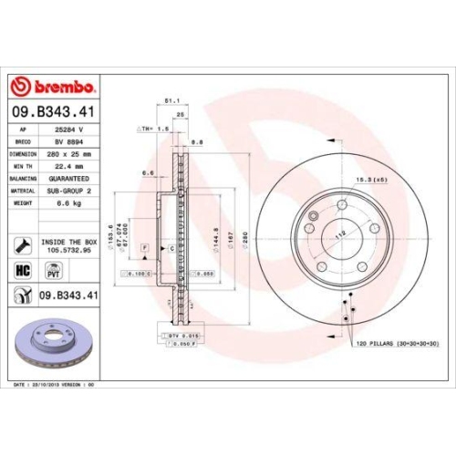 BREMBO Bremsscheibe PRIME LINE - UV Coated