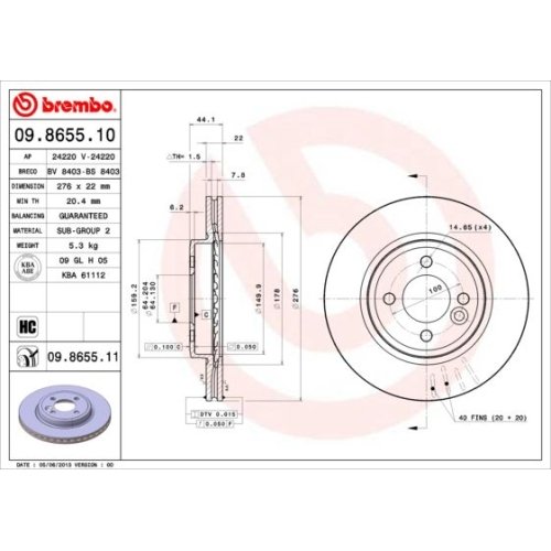 BREMBO Bremsscheibe PRIME LINE - UV Coated