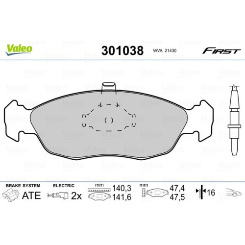 VALEO Bremsbelagsatz, Scheibenbremse FIRST