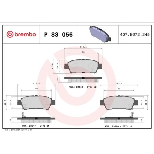 BREMBO Bremsbelagsatz, Scheibenbremse PRIME LINE