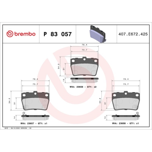 BREMBO Bremsbelagsatz, Scheibenbremse PRIME LINE