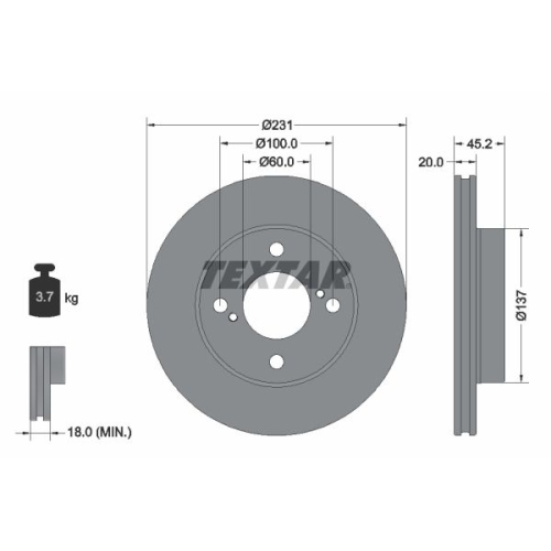 TEXTAR Bremsscheibe PRO