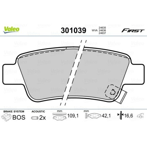 VALEO Bremsbelagsatz, Scheibenbremse FIRST