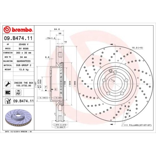 BREMBO Bremsscheibe PRIME LINE - UV Coated