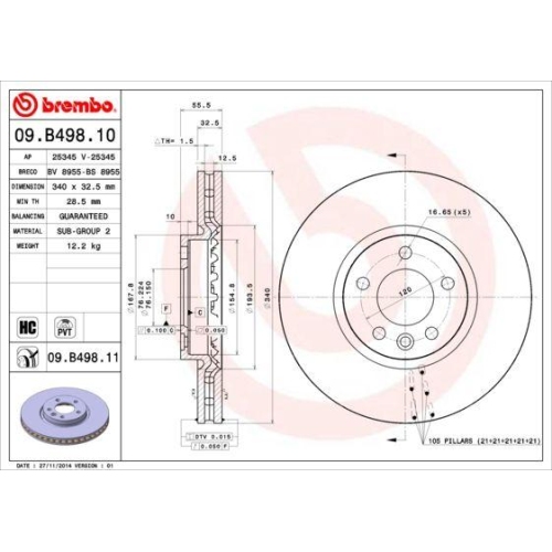 BREMBO Bremsscheibe PRIME LINE - UV Coated