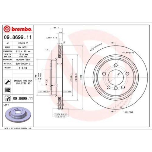 BREMBO Bremsscheibe PRIME LINE - UV Coated