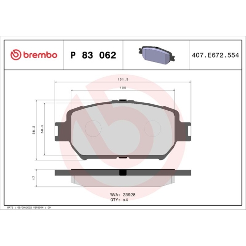 BREMBO Bremsbelagsatz, Scheibenbremse PRIME LINE