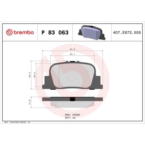 BREMBO Bremsbelagsatz, Scheibenbremse PRIME LINE