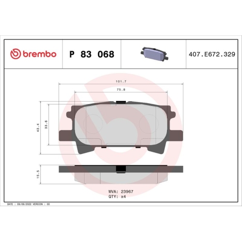 BREMBO Bremsbelagsatz, Scheibenbremse PRIME LINE