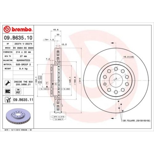 BREMBO Bremsscheibe PRIME LINE - UV Coated