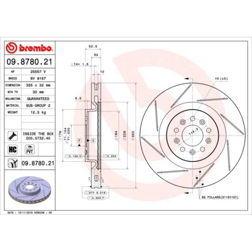 BREMBO Bremsscheibe PRIME LINE - UV Coated