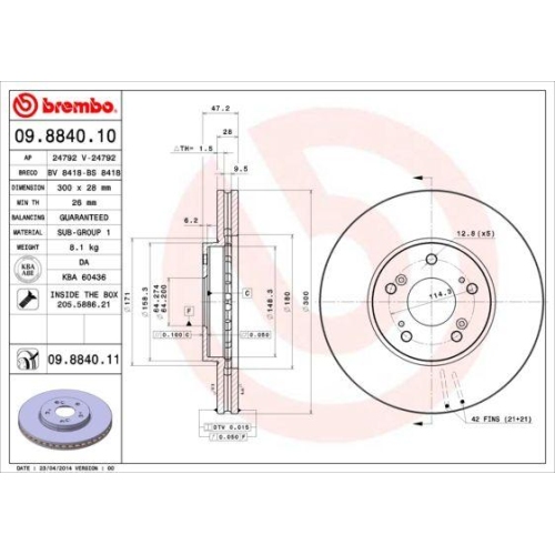 BREMBO Bremsscheibe PRIME LINE - UV Coated