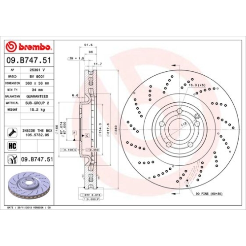 BREMBO Bremsscheibe PRIME LINE - UV Coated