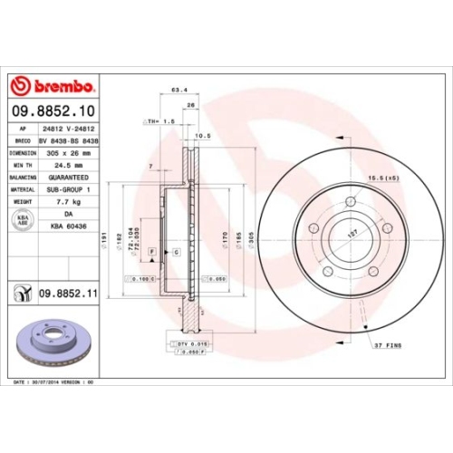 BREMBO Bremsscheibe PRIME LINE - UV Coated