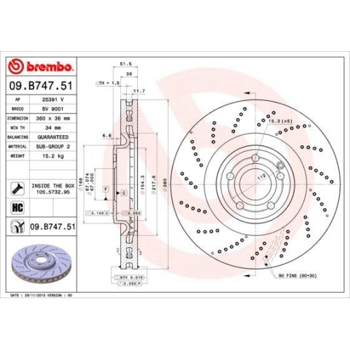 BREMBO Bremsscheibe PRIME LINE - UV Coated