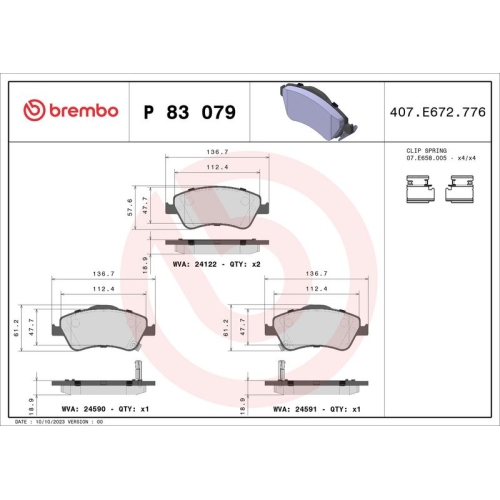 BREMBO Bremsbelagsatz, Scheibenbremse PRIME LINE