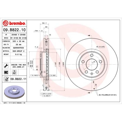 BREMBO Bremsscheibe PRIME LINE - UV Coated