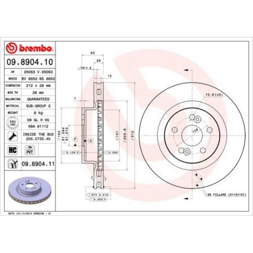 BREMBO Bremsscheibe PRIME LINE - UV Coated