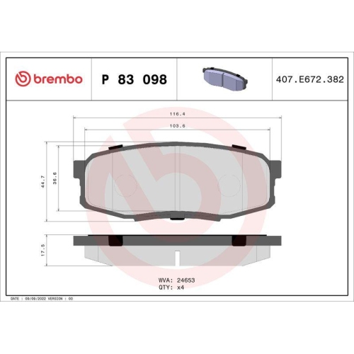 BREMBO Bremsbelagsatz, Scheibenbremse PRIME LINE