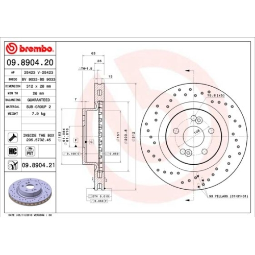 BREMBO Bremsscheibe PRIME LINE - UV Coated