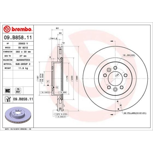 BREMBO Bremsscheibe PRIME LINE - UV Coated