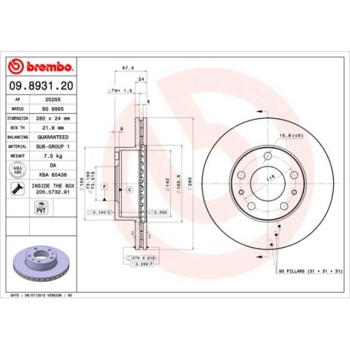 BREMBO Bremsscheibe PRIME LINE - UV Coated