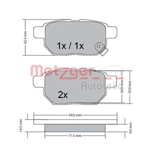 METZGER Bremsbelagsatz, Scheibenbremse GREENPARTS