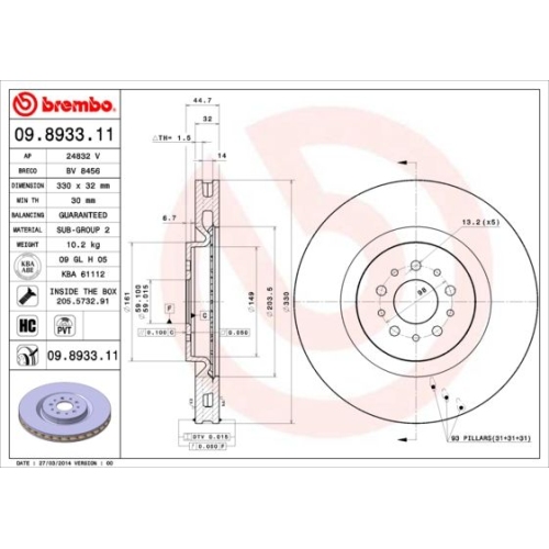 BREMBO Bremsscheibe PRIME LINE - UV Coated