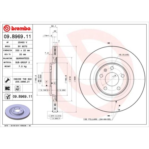 BREMBO Bremsscheibe PRIME LINE - UV Coated