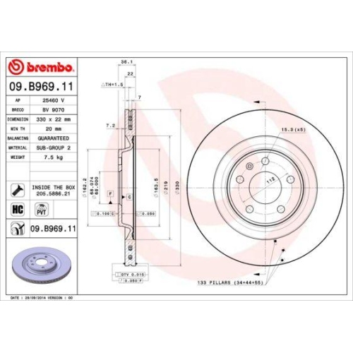 BREMBO Bremsscheibe PRIME LINE - UV Coated