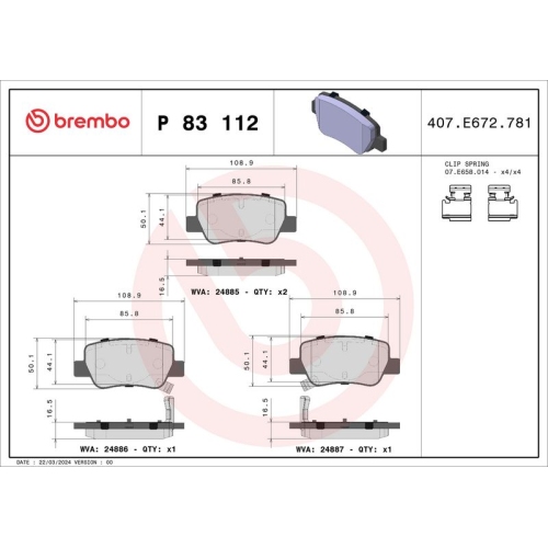 BREMBO Bremsbelagsatz, Scheibenbremse PRIME LINE