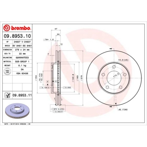 BREMBO Bremsscheibe PRIME LINE - UV Coated