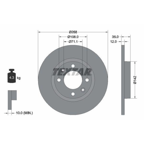 TEXTAR Bremsscheibe PRO