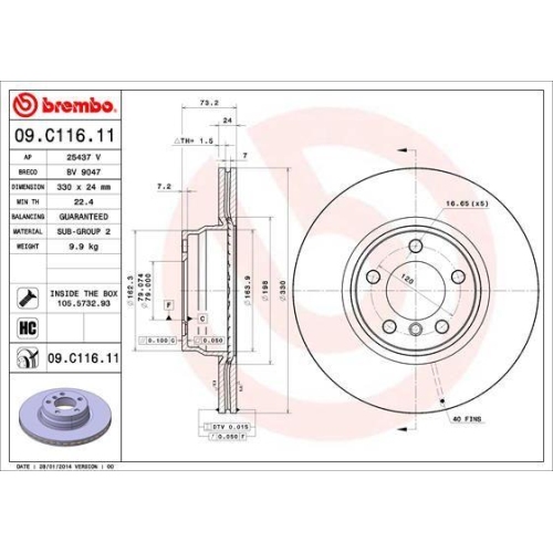 BREMBO Bremsscheibe PRIME LINE - UV Coated