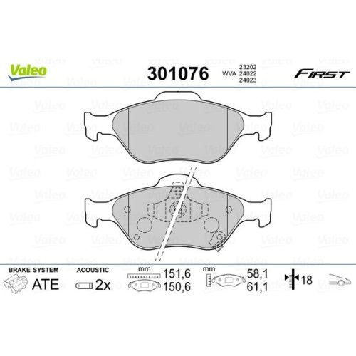 VALEO Bremsbelagsatz, Scheibenbremse FIRST