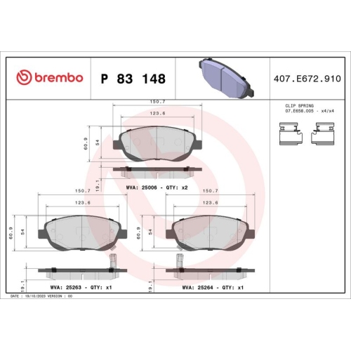 BREMBO Bremsbelagsatz, Scheibenbremse PRIME LINE