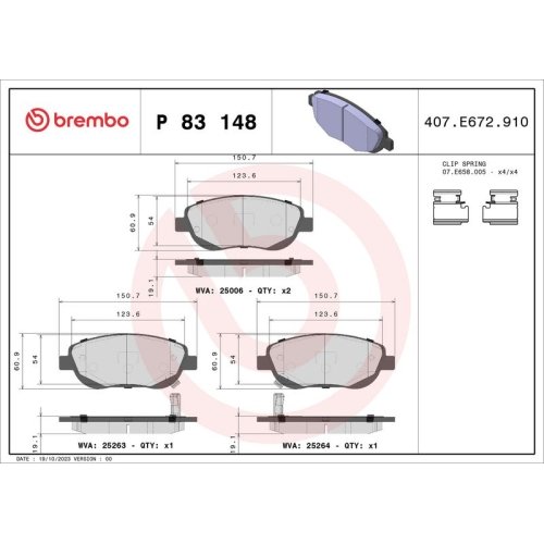 BREMBO Bremsbelagsatz, Scheibenbremse PRIME LINE