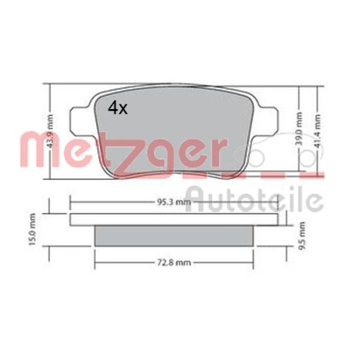 METZGER Bremsbelagsatz, Scheibenbremse GREENPARTS